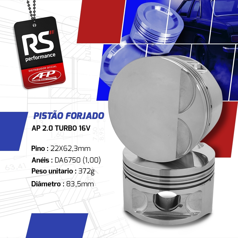 Jogo 4 Pistão Forjado AP 2.0 Turbo 16v Solid Forged Pino 22