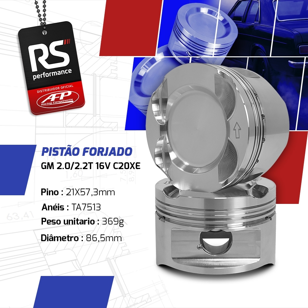 Kit 4 pistão GM 2.0/2.2 16V Turbo Côncavo C/ Cavas
