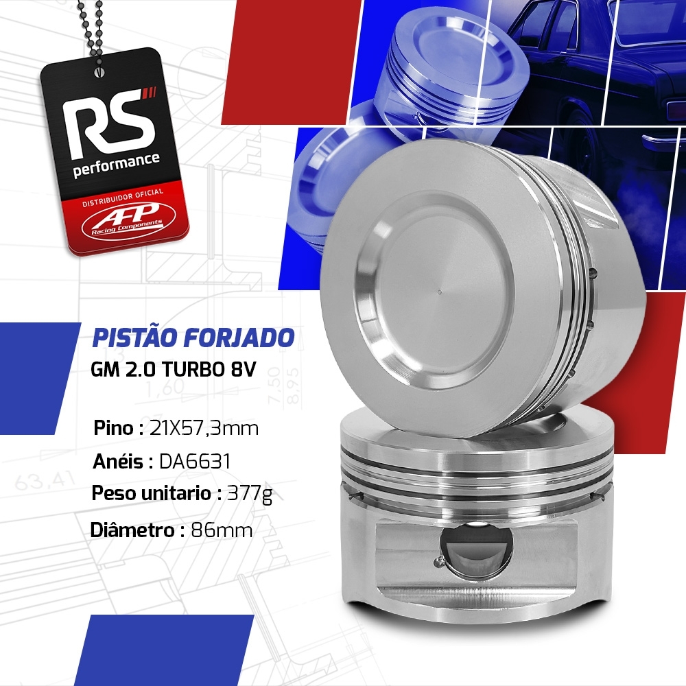 Kit 4 Pistão Forjado Côncavo GM 2.0/2.2 8V TURBO