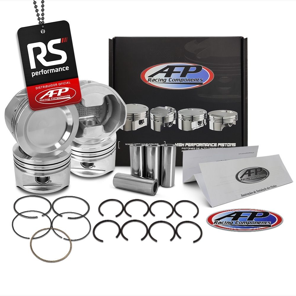 Kit 4 Pistão VW AP 1.8V Turbo Côncavo + Pinos + Anéis