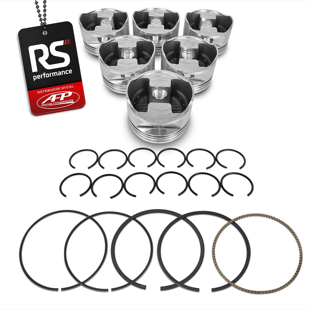 Kit 6 Pistão Forjado Opala 6CIL 6" Plano + Pinos + Anéis