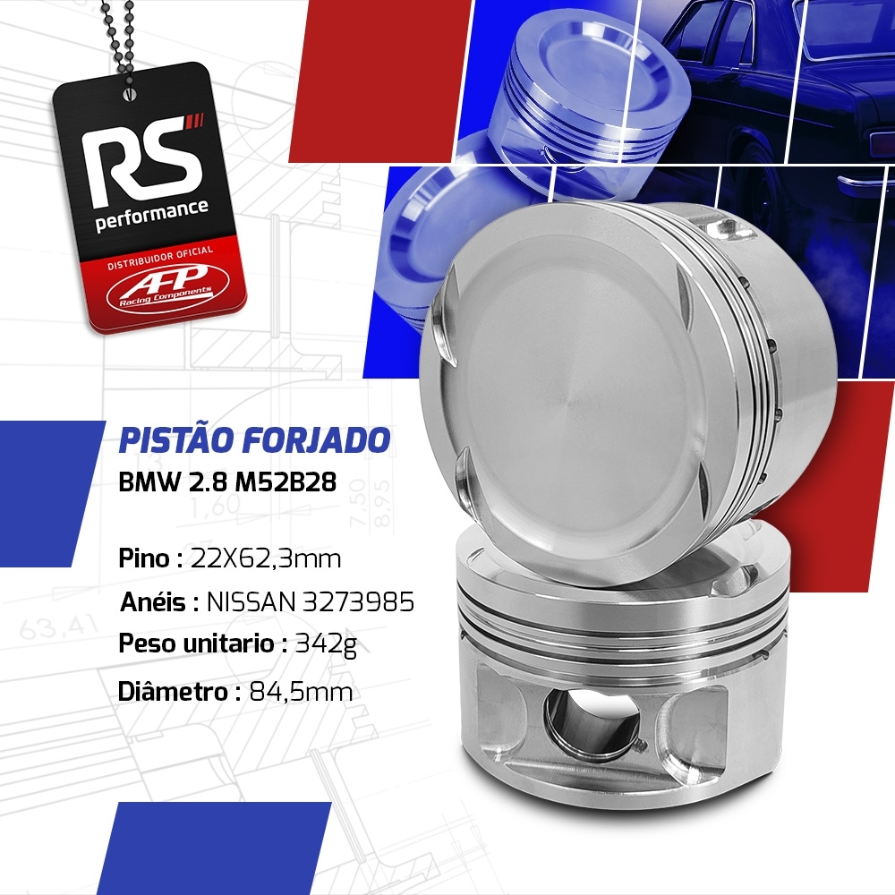 Kit 6 Pistão Forjado Côncavo C/ Cava BMW 328I/528I 2.8 M52B28