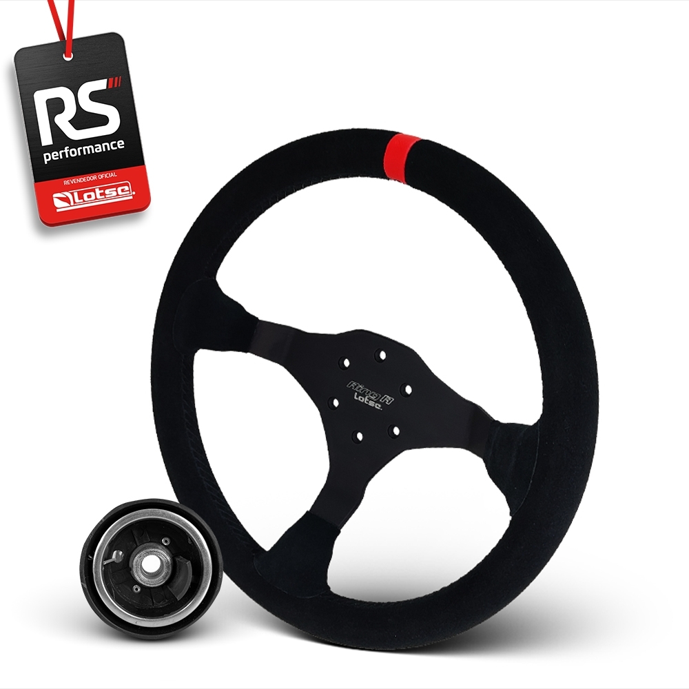 Volante Esportivo Ring R Em Camurça Preta + Cubo (COM VARIAÇÃO)