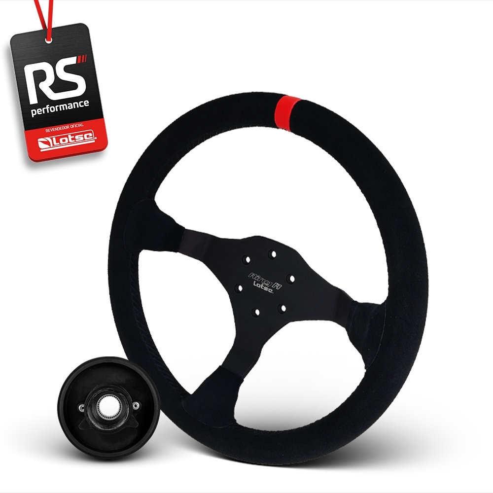 Volante Esportivo Ring R Em Camurça Preta + Cubo (COM VARIAÇÃO)