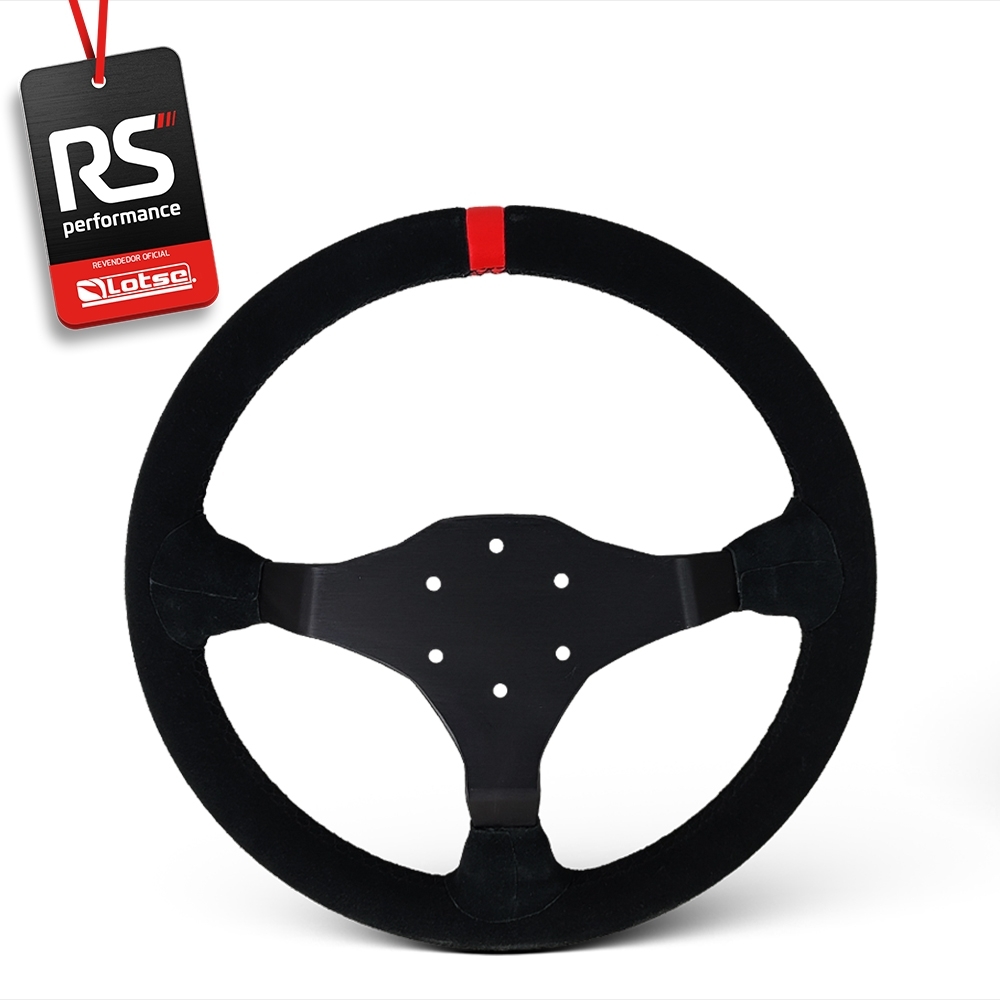 Volante Esportivo Ring R Em Camurça Preta + Cubo (COM VARIAÇÃO)