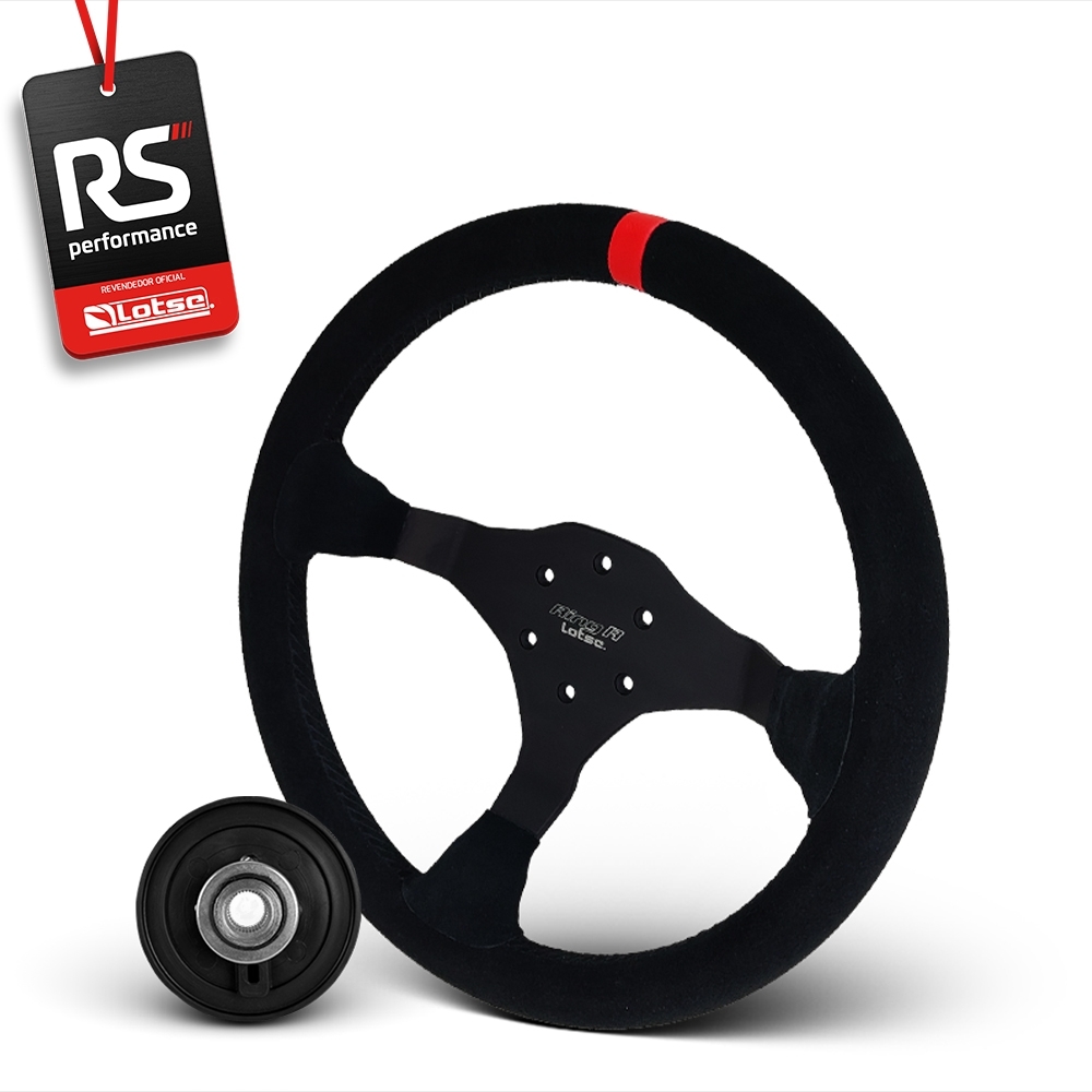 Volante Esportivo Ring R Em Camurça Preta + Cubo (COM VARIAÇÃO)
