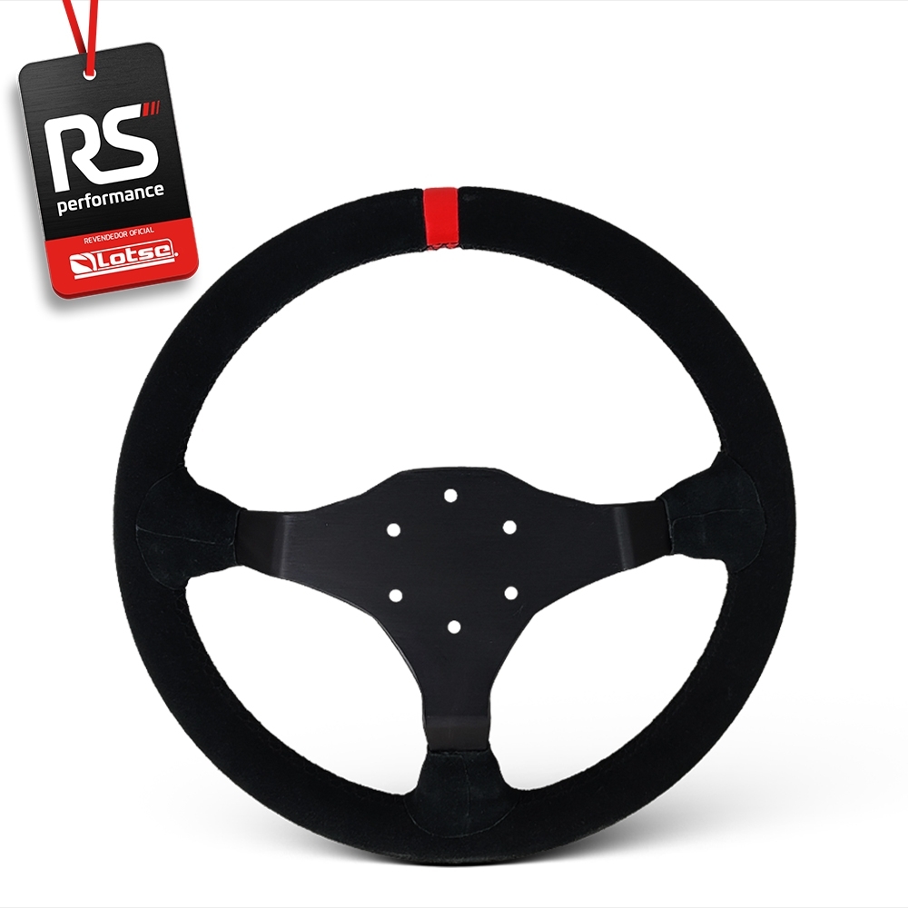 Volante Esportivo Ring R Em Camurça Preta + Cubo (COM VARIAÇÃO)