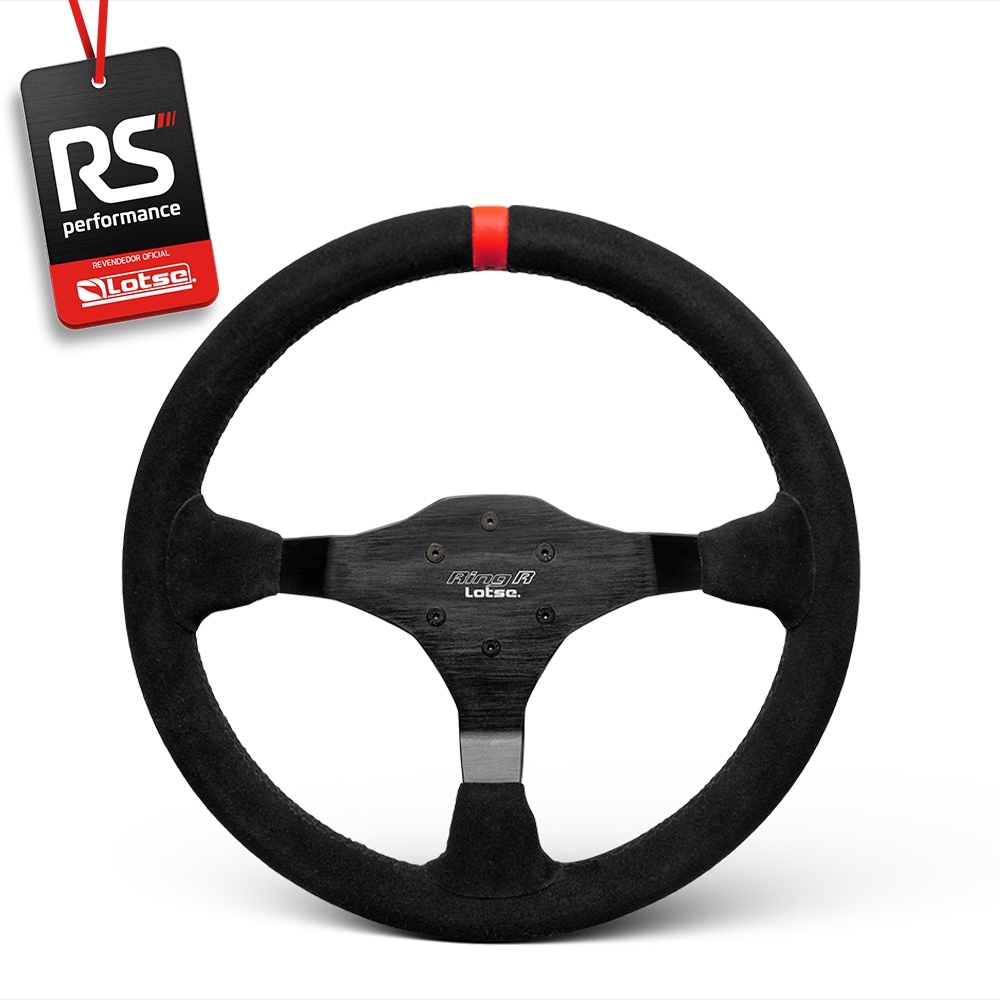 Volante Esportivo Ring R Em Camurça Preta + Cubo (COM VARIAÇÃO)