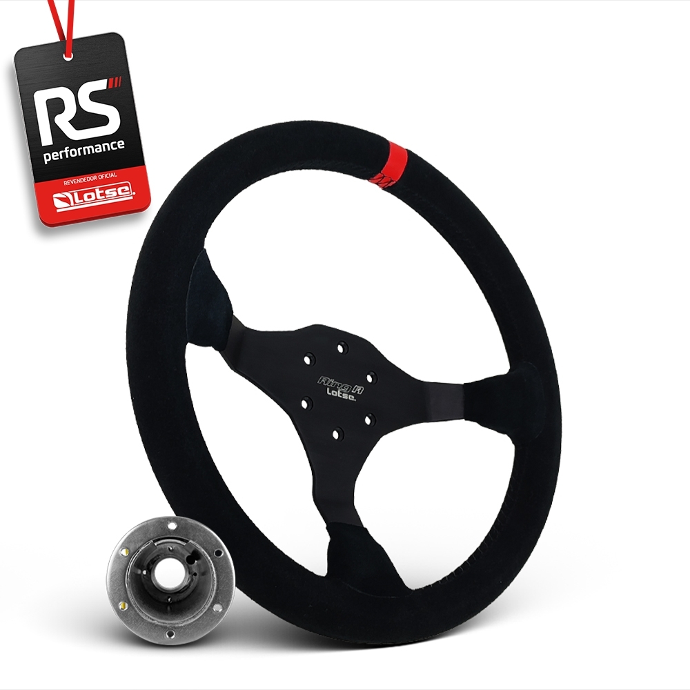 Volante Esportivo Ring R Em Camurça Preta + Cubo (COM VARIAÇÃO)