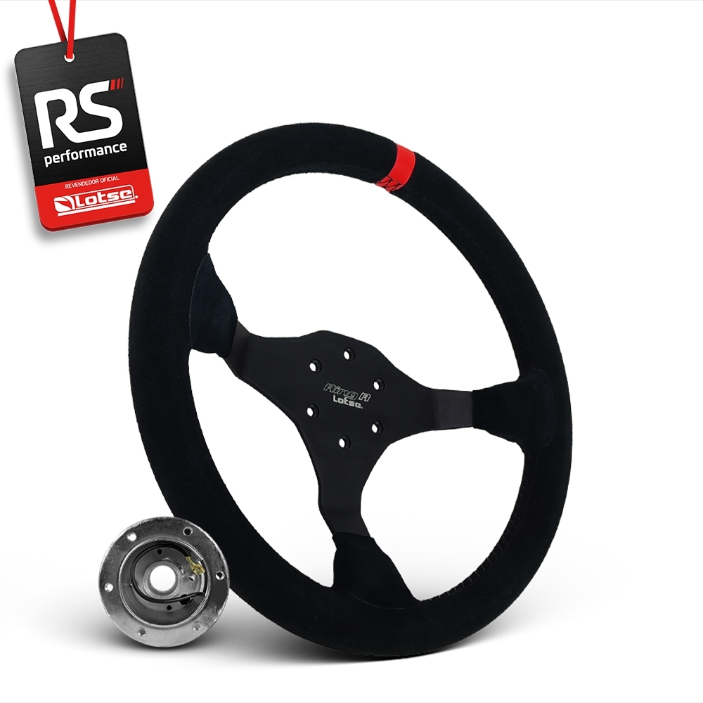 Volante Esportivo Ring R Em Camurça Preta + Cubo (COM VARIAÇÃO)