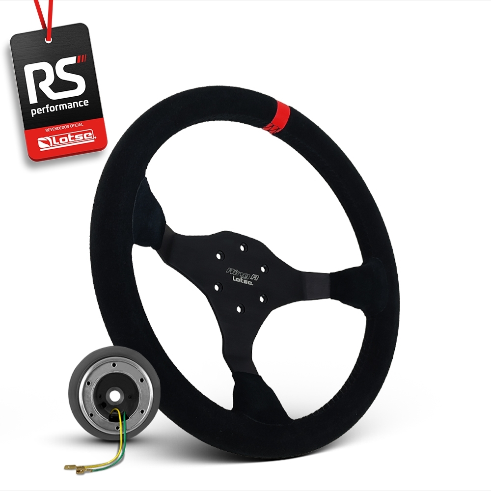 Volante Esportivo Ring R Em Camurça Preta + Cubo (COM VARIAÇÃO)