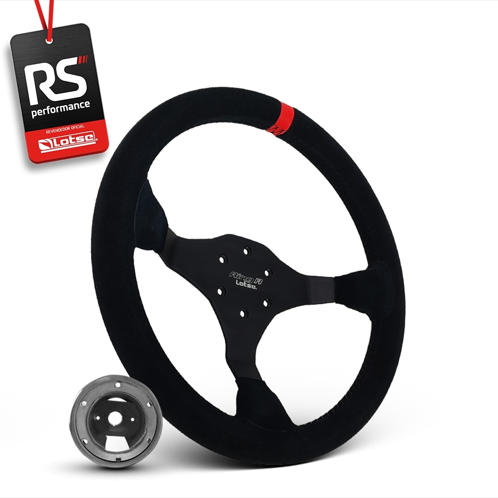 Volante Esportivo Ring R Em Camurça Preta + Cubo (COM VARIAÇÃO)