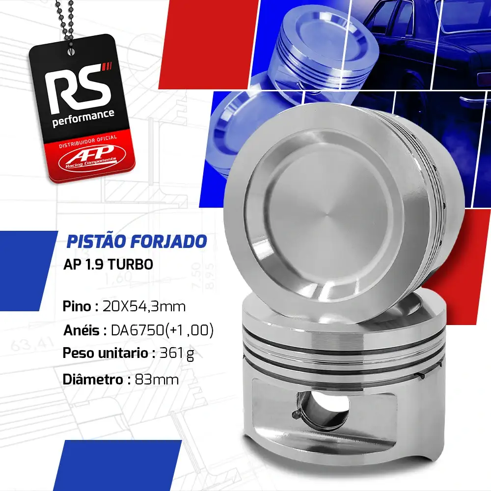 Jogo 4 Pistão Forjado AP 1.9 Turbo 8v Solid Forged Pino 20