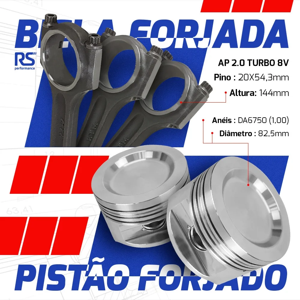 Kit Forjado AP 2.0 Turbo Pistão AFP Bielas MTR Completo