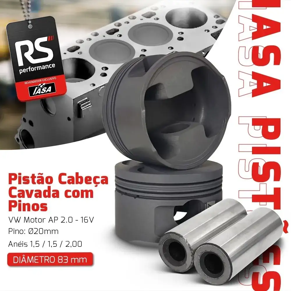 Kit 4 Pistão Forjado Cavado Ap 2.0 16v 1000cv + 4 Pinos 20mm