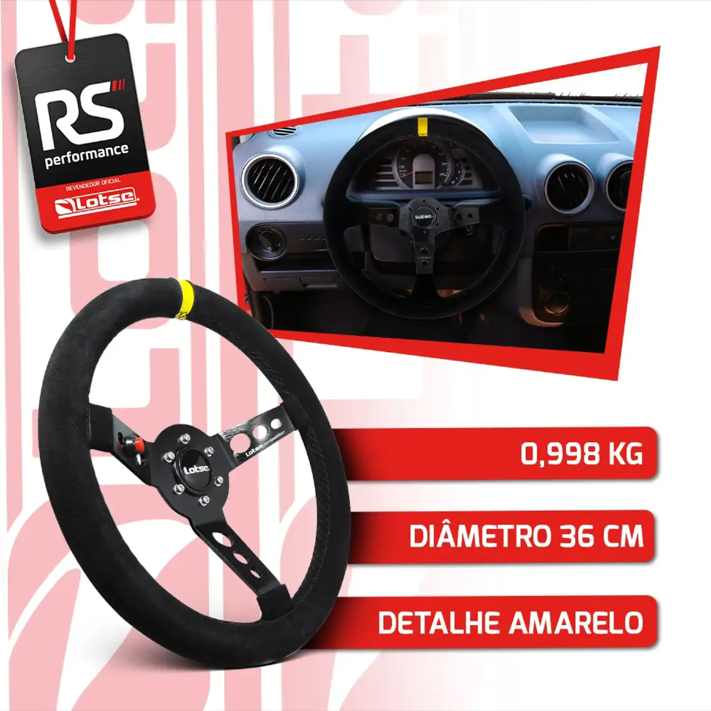 Volante Esportivo Maxx Competition C/ Tarja Amarela 2 Opções