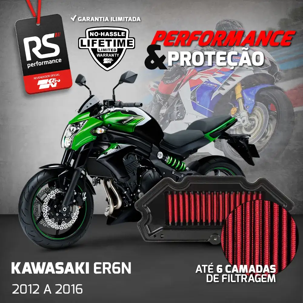 Filtro De Ar Esportivo K&n Kawasaki Er6f Er6n Ex650 Ninja