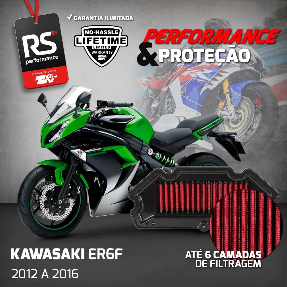 Filtro De Ar Esportivo K&n Kawasaki Er6f Er6n Ex650 Ninja