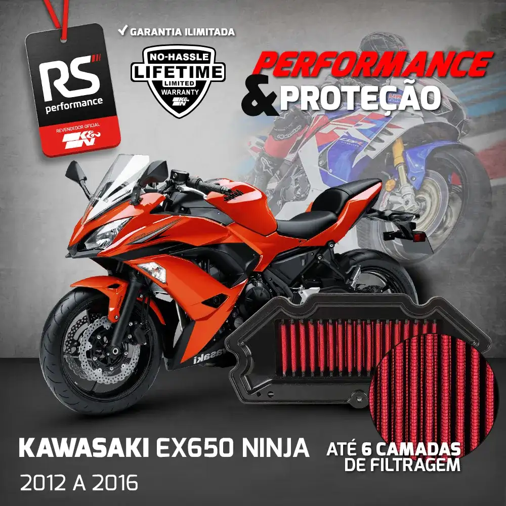 Filtro De Ar Esportivo K&n Kawasaki Er6f Er6n Ex650 Ninja
