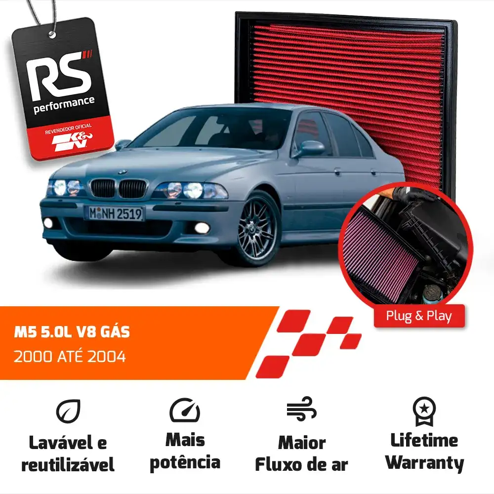Filtro Esportivo Inbox Bmw E38 E39 3.5 4.4 5.0 1996 Até 2004