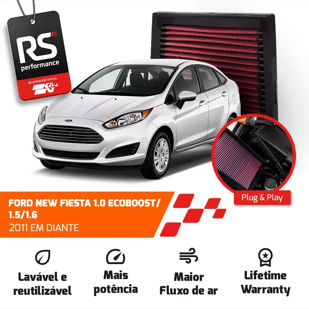 Filtro De Ar Esportivo K&n Inbox Ford New Fiesta 1.0 1.5 1.6