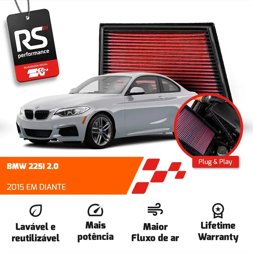 Filtro Esportivo Bmw 225i X1 X2 Cooper 2.0 2018 Em Diante