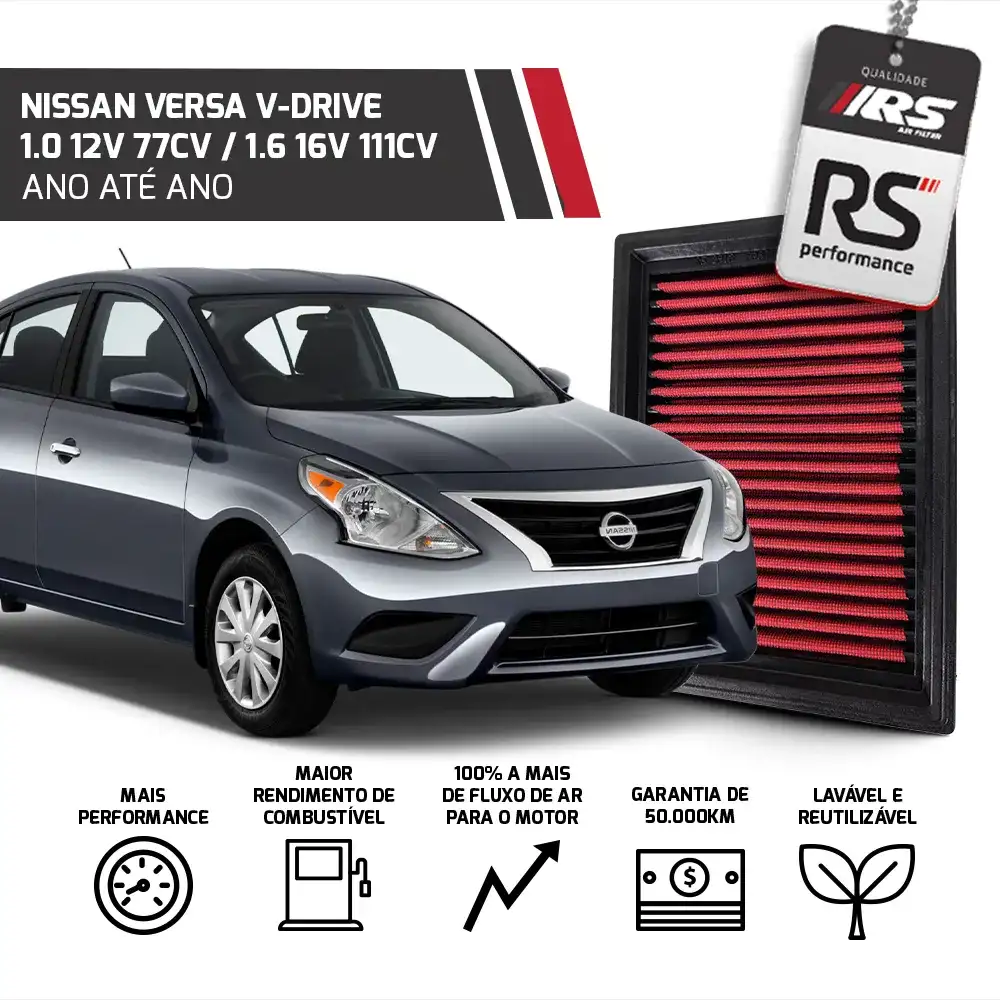 Filtro De Ar Esportivo Nissan March 1.0 3cil 2015 Em Diante