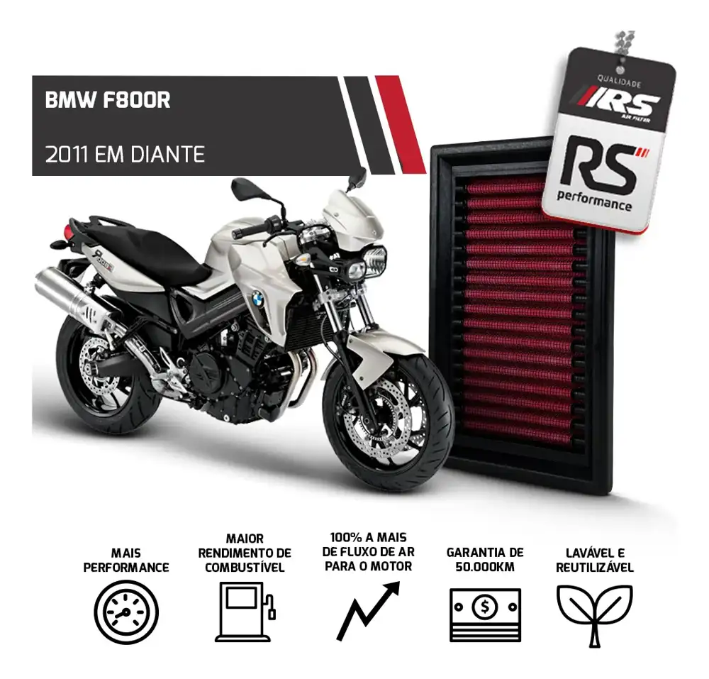 Filtro De Ar Esportivo Rs Filter Inbox Moto Bmw F650gs 2009+