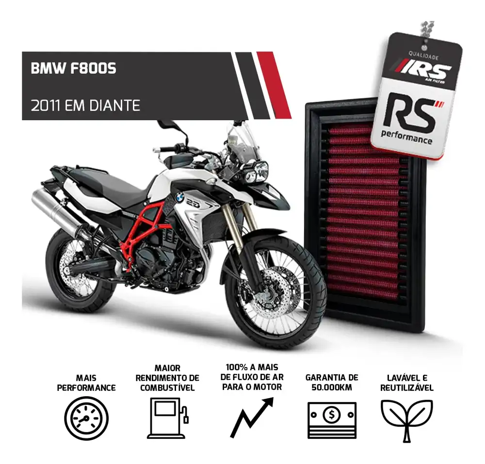 Filtro De Ar Esportivo Rs Filter Inbox Moto Bmw F650gs 2009+