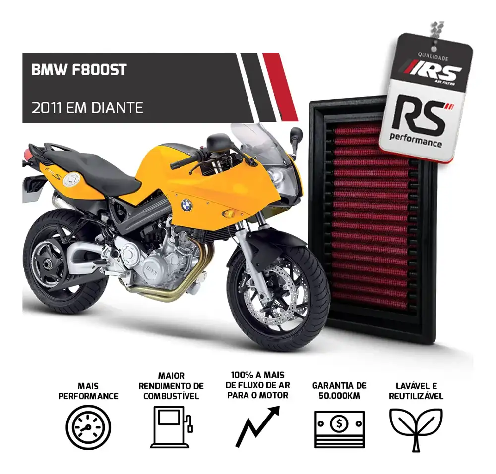 Filtro De Ar Esportivo Rs Filter Inbox Moto Bmw F650gs 2009+