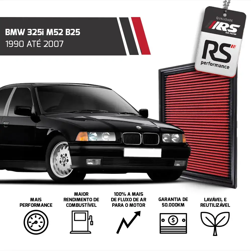 Filtro Esportivo Inbox Bmw M50 M52 M54 S50 1990 Em Diante