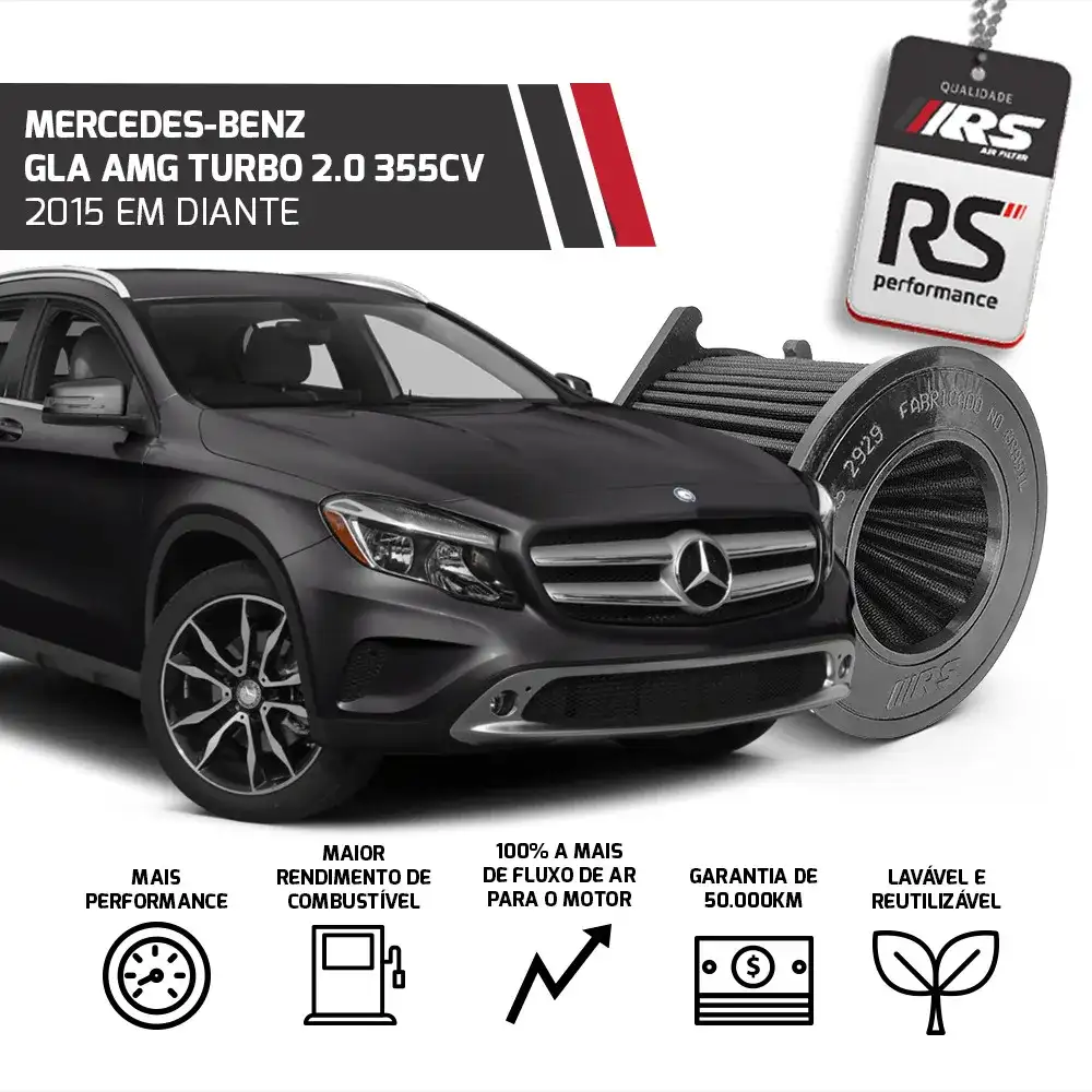 Filtro Esportivo Cônico Mercedes Cla/gla/a45 2013 Em Diante