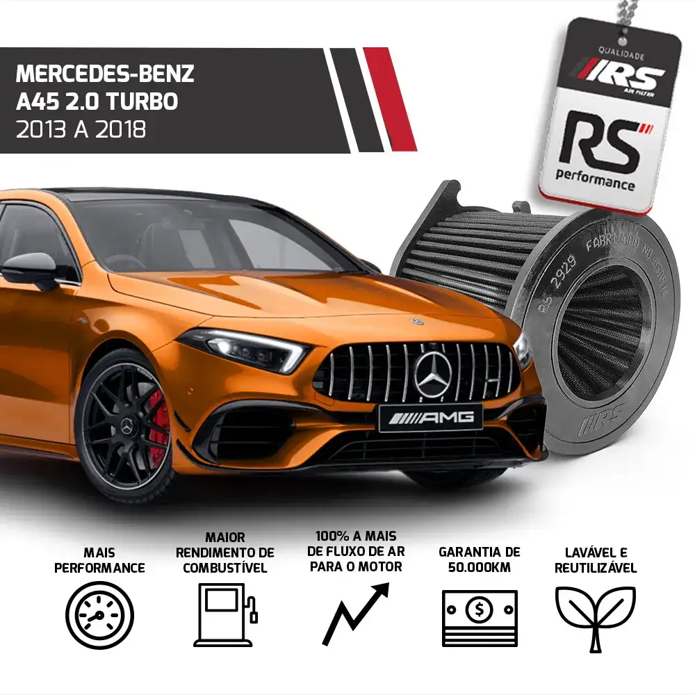 Filtro Esportivo Cônico Mercedes Cla/gla/a45 2013 Em Diante