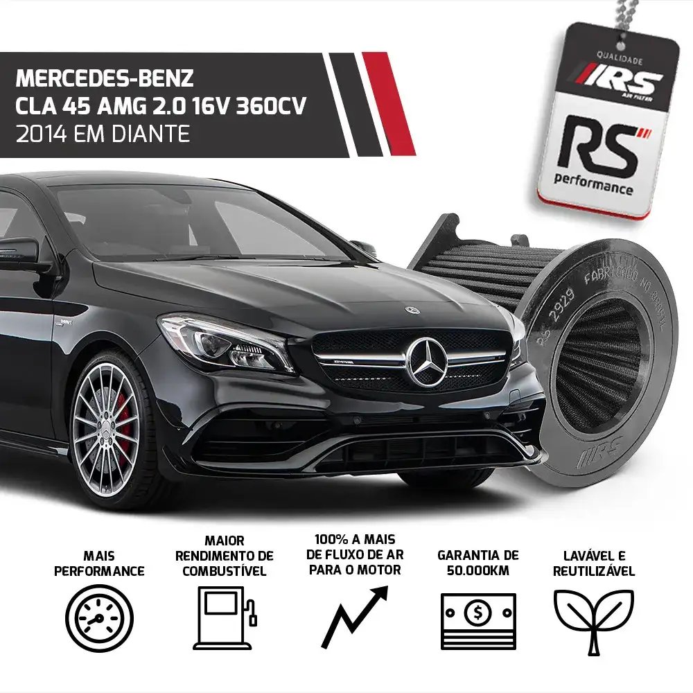 Filtro Esportivo Cônico Mercedes Cla/gla/a45 2013 Em Diante