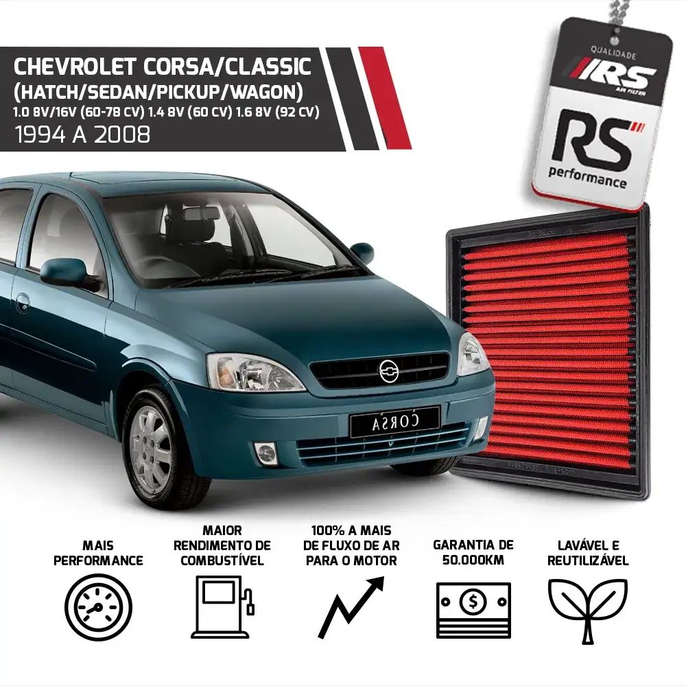Filtro De Ar Esportivo Montana Corsa Agile Classic Tigra