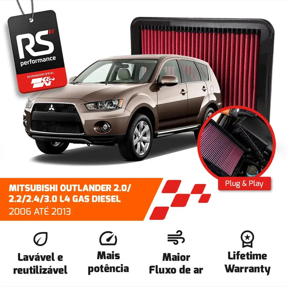 Filtro Esportivo Mitsubishi Asx Lancer Outlander 2008 A 2017