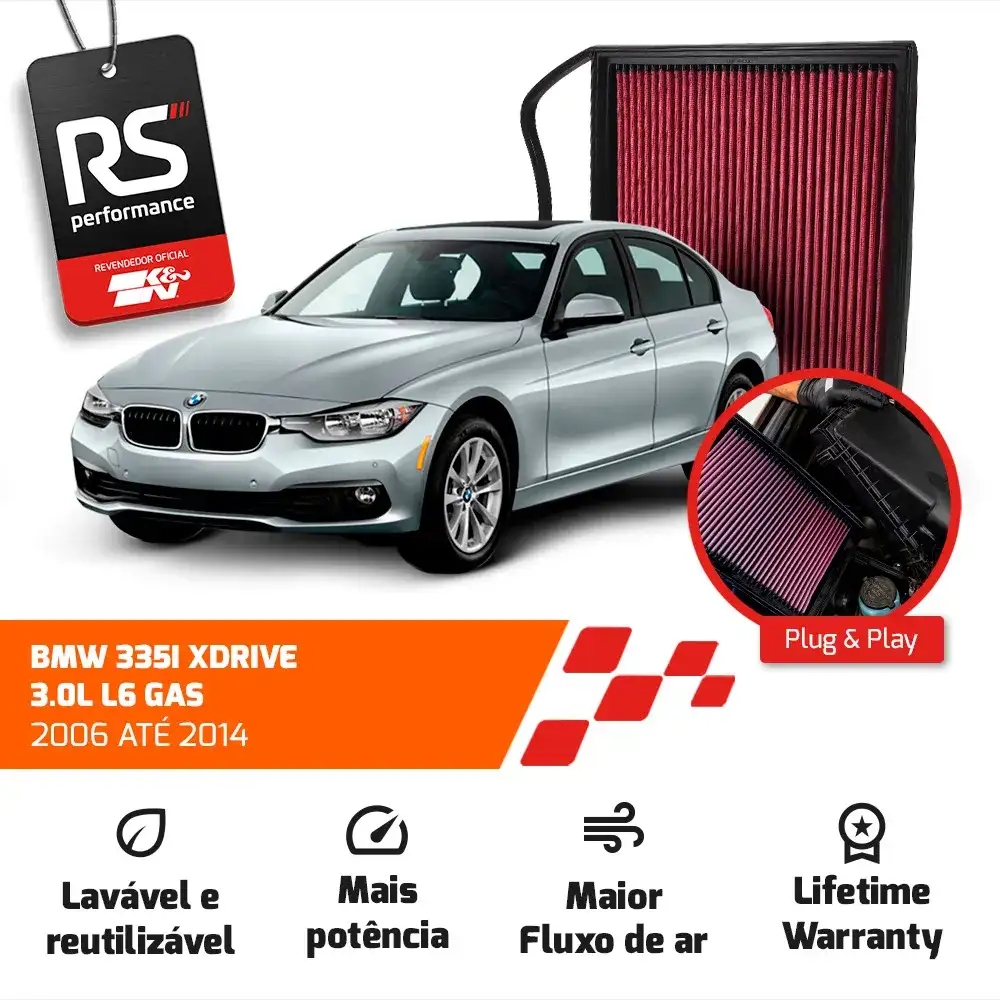 Filtro Esportivo Bmw E90 F10 E89 3.0 N54 L6 2006 Até 2017