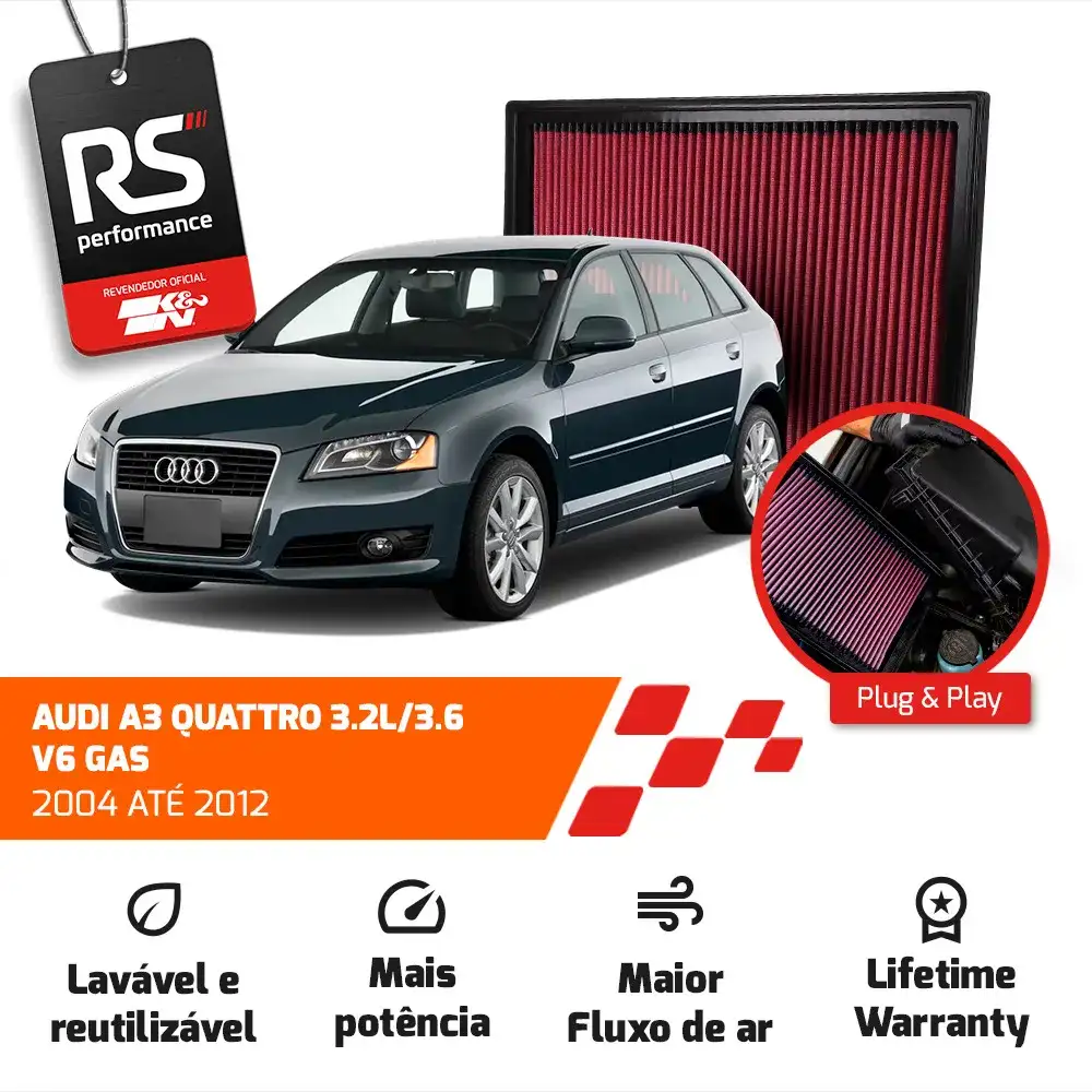 Filtro Esportivo Vw Audi Passat Eos Golf Tt A3 Rs3 2003-2018