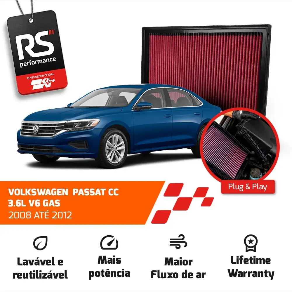 Filtro Esportivo Vw Audi Passat Eos Golf Tt A3 Rs3 2003-2018