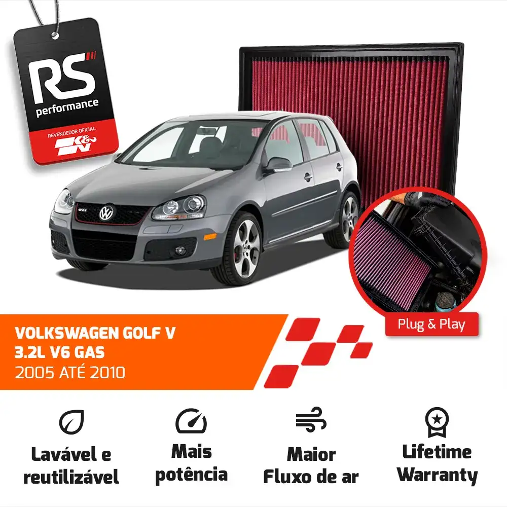 Filtro Esportivo Vw Audi Passat Eos Golf Tt A3 Rs3 2003-2018