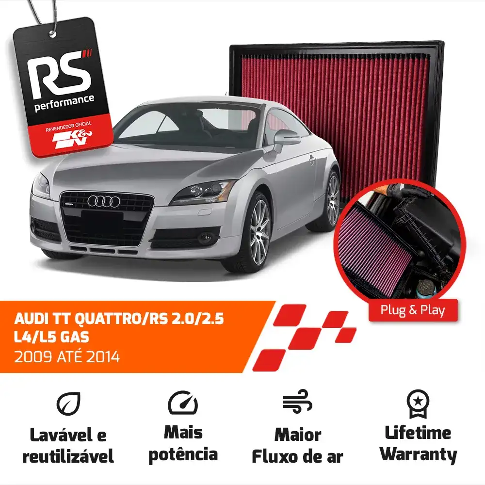 Filtro Esportivo Vw Audi Passat Eos Golf Tt A3 Rs3 2003-2018