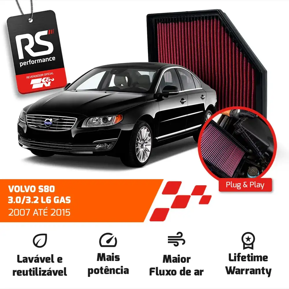 Filtro Esportivo Volvo S80 V70 Xc70 S60 V60 Xc60 2007-2016