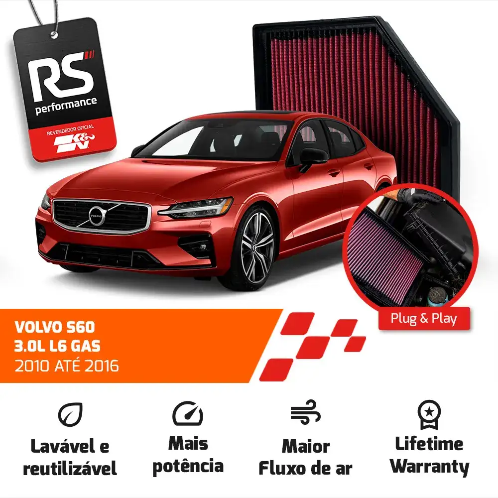 Filtro Esportivo Volvo S80 V70 Xc70 S60 V60 Xc60 2007-2016