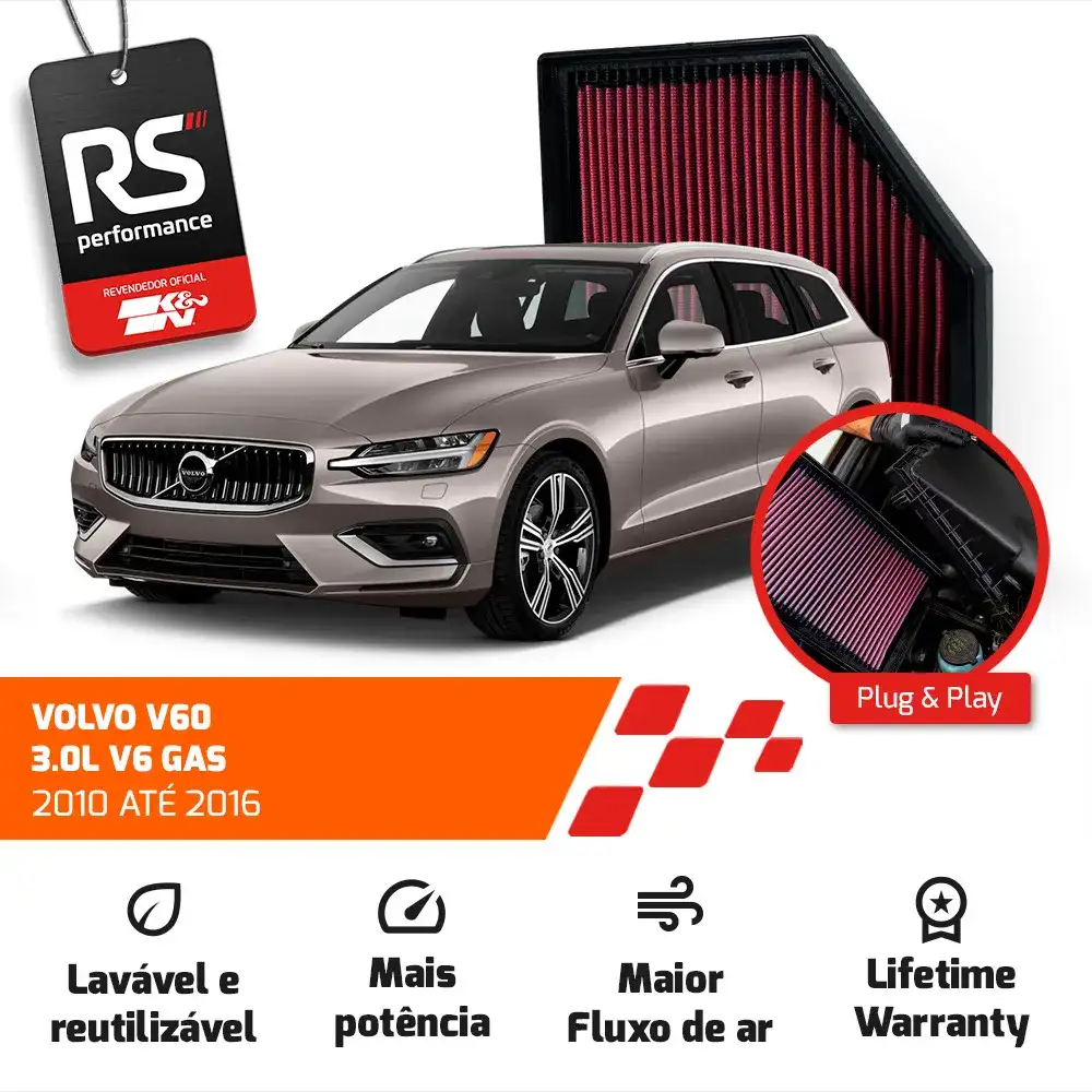Filtro Esportivo Volvo S80 V70 Xc70 S60 V60 Xc60 2007-2016