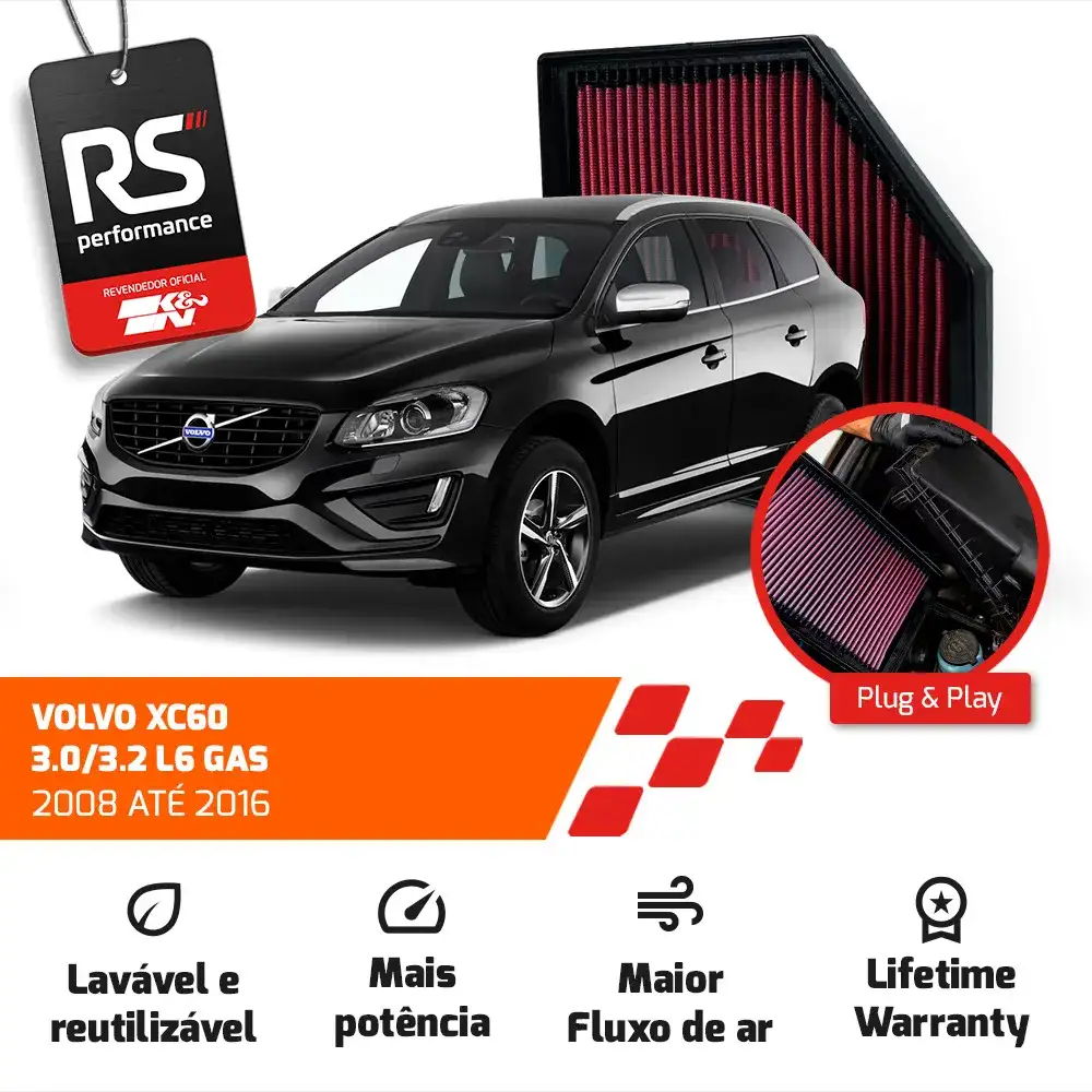 Filtro Esportivo Volvo S80 V70 Xc70 S60 V60 Xc60 2007-2016