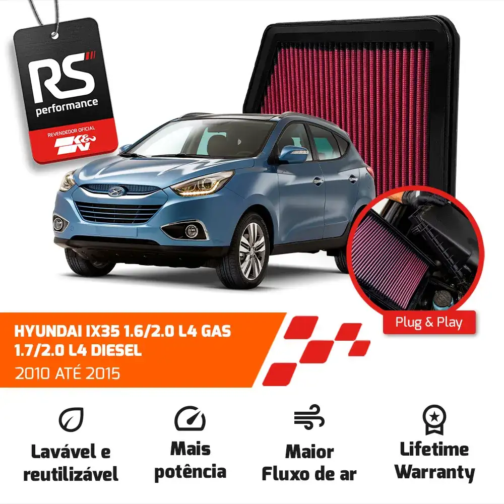 Filtro Esportivo Hyundai Creta I30 Elantra Tucson 2010-2019