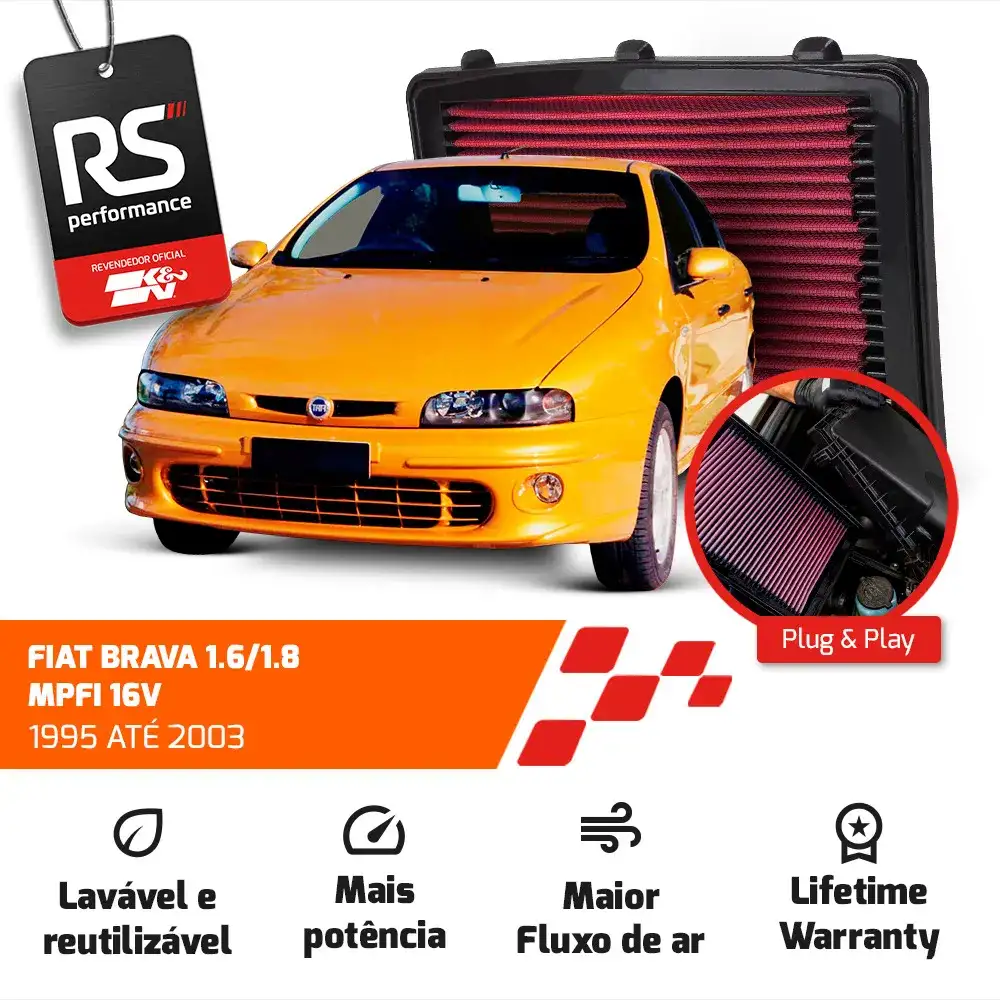 Filtro Esportivo Fiat Marea Brava 1.6 1.8 2.0 2.4 1995+