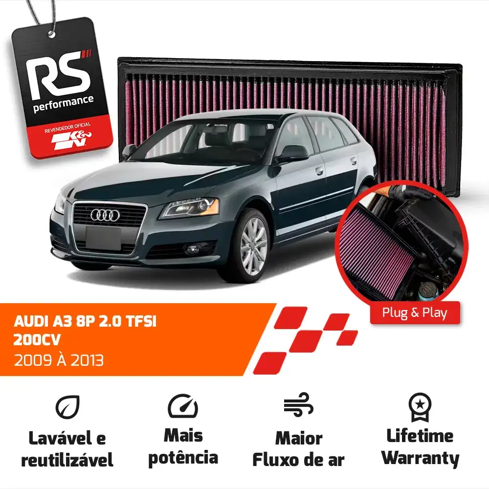 Filtro Esportivo Vw Jetta Fusca A3 Q3 2.0 Tsi 200cv 2007+
