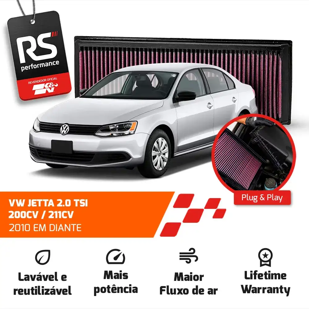 Filtro Esportivo Vw Jetta Fusca A3 Q3 2.0 Tsi 200cv 2007+