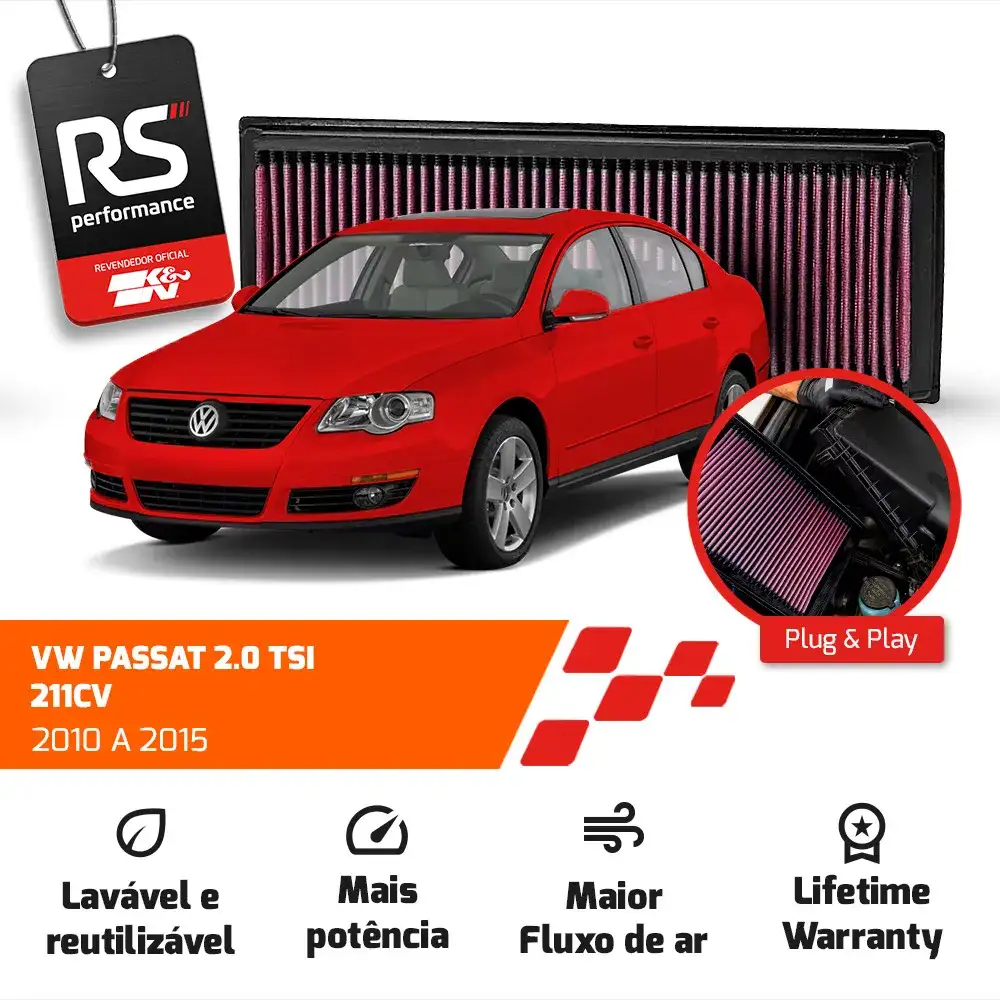Filtro Esportivo Vw Jetta Fusca A3 Q3 2.0 Tsi 200cv 2007+
